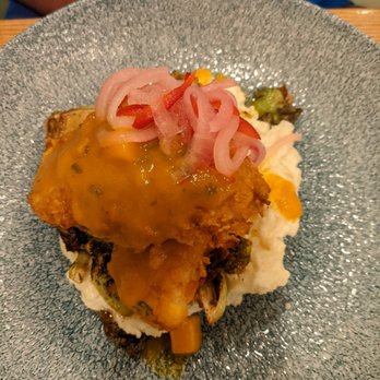 Olivia's Cafe - Mahi mahi served with grits and brussel sprouts. Hubby's choice. - New American Near Me - Lake Buena Vista, Florida Olivia's Cafe - Mahi mahi served with grits and brussel sprouts. Hubby's choice. - New American Near Me - Lake Buena Vista, Florida