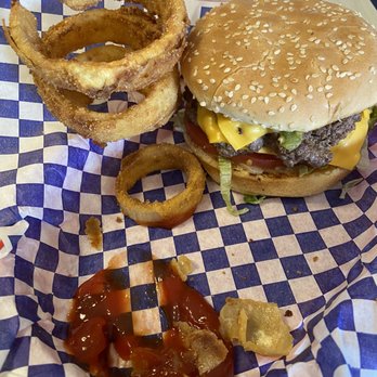 Rex's Hamburgers - double green chili. - Burgers Near Me - Albuquerque, New Mexico