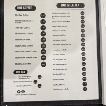 YOTEA  - Hot Menu as of 2/11/25 - Bubble Tea Near Me - Rosemead, California