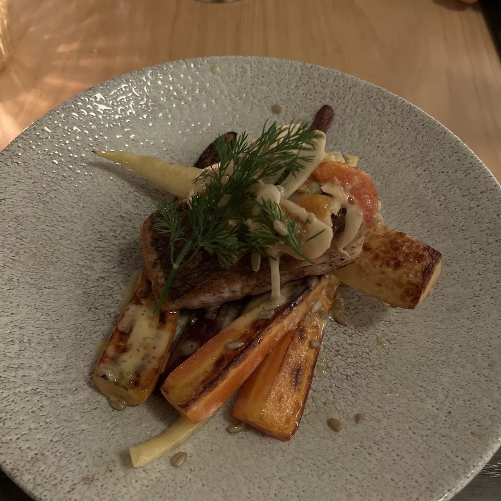 Cadre Restaurant - Red snapper with root vegetables - French Near Me - Madison, Wisconsin Cadre Restaurant - Red snapper with root vegetables - French Near Me - Madison, Wisconsin