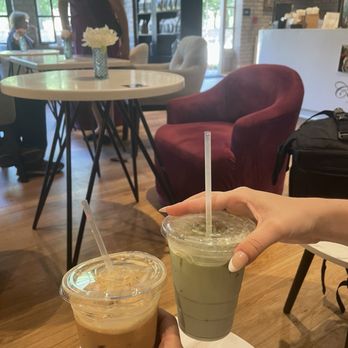Eleva Coffee Lounge - Iced Latte and Iced Matcha - bold and flavorful coffee and tea - cheers! - Coffee & Tea Near Me - Williamsburg, Virginia