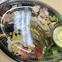 Pollo Tropical - Create Your Own TropiChop Bowl. Supposed to be half rice half lettuce as bed and it had so so much rice. 2/5