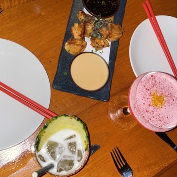 Komodo Miami - Seabass Tempura and Pineapple Express and Golden Geisha, amazing - Asian Fusion Near Me - Miami, Florida Komodo Miami - Seabass Tempura and Pineapple Express and Golden Geisha, amazing - Asian Fusion Near Me - Miami, Florida