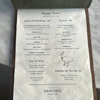 Daintree - Happy hour menu - Cocktail Bars Near Me - New York, New York
