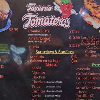 Taqueria Tomateros - Menu - Mexican Near Me - Riverside, California Taqueria Tomateros - Menu - Mexican Near Me - Riverside, California