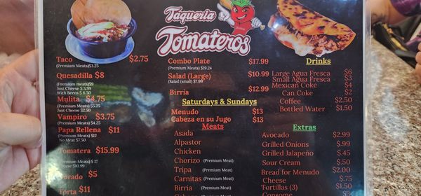 Menu photo 2 Taqueria Tomateros Riverside, CA Menu photo 2 Taqueria Tomateros Riverside, CA