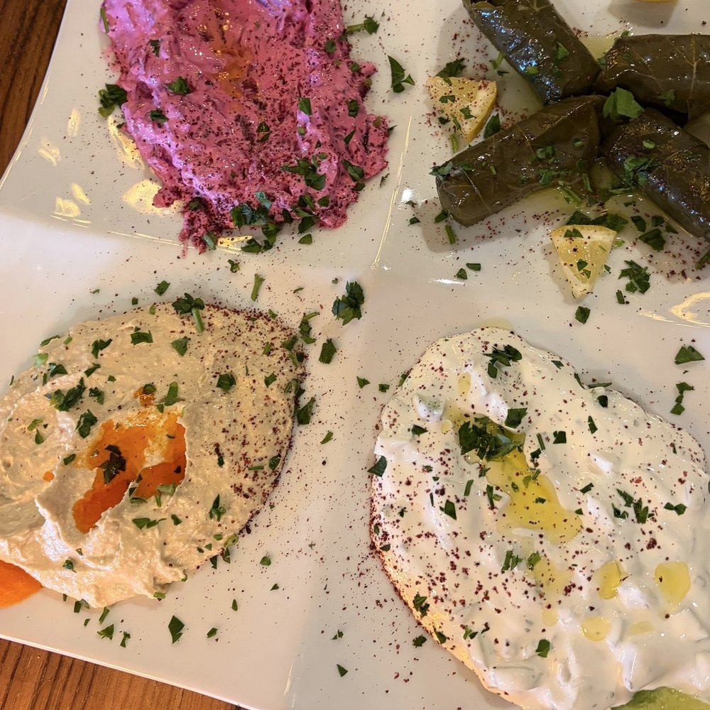 Chef's Table Mediterranean Grill - Mixed appetizer we had on our first visit. Hummus, beet salad, dolmas, cacik (like tzatziki) - Mediterranean Near Me - Webster, Texas Chef's Table Mediterranean Grill - Mixed appetizer we had on our first visit. Hummus, beet salad, dolmas, cacik (like tzatziki) - Mediterranean Near Me - Webster, Texas