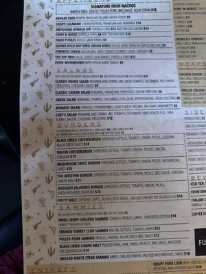Menu photo 1 Black Creek Bar and Grill Devine, TX