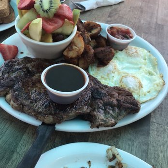 Mrs. Olson's Coffee Hut - Steak and eggs. Half potatoes half fruit. So much food. So good!! - American Near Me - Oxnard, California