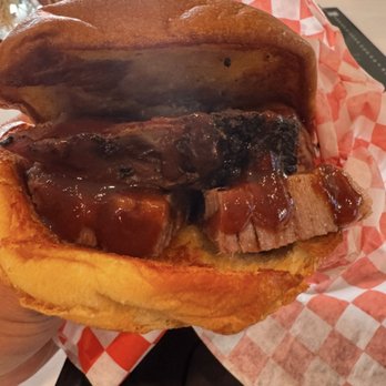 Jackson Legacy Barbecue - Beef brisket sandwich, from previous visit - Barbeque Near Me - Santa Ana, California