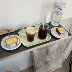 Three Marks Coffee - Cold brew, lemon loaf slice