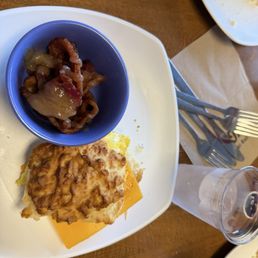 Biscuit and egg and cheese with special bacon (can't remember what it was)