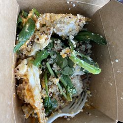 Tadi's food truck - Breakfast quinoa bowl! Mixed it up before pic, so it doesn't look as pretty as it was when served.... But 100% delicious!