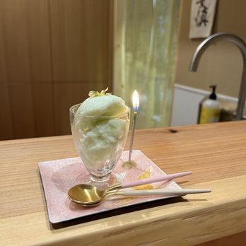 Hashiri Bettei Kaiseki Aoki - birthday sorbet - Japanese Near Me - Saratoga, California Hashiri Bettei Kaiseki Aoki - birthday sorbet - Japanese Near Me - Saratoga, California