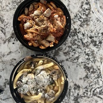 Pasta di Guy - Chef's Pasta - Bolognese sauce with Italian sausage. Chefs Pasta with Alfredo mushrooms and Truffle oil with chicken - Italian Near Me - Wesley Chapel, Florida