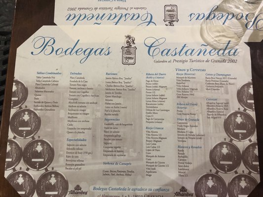 Menu photo 1 Antigua Bodega Castañeda Granada, GR