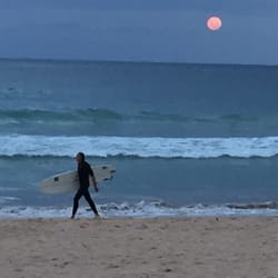Cabbage Tree Bay Eco Sculpture Walk - A happy surfer after surfing under moonlight! Feb 2015