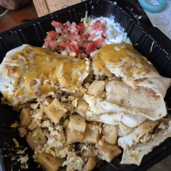 Renegade Burrito - This is their crap breakfast burrito. It is NOT smothered in pork green chili and it has no Chorizo! Do not waste your money here. - Mexican Near Me - Denver, Colorado