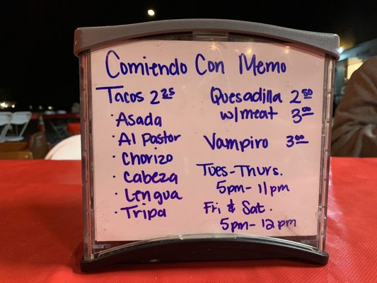 Menu photo 5 Comiendo Con Memo Laveen, AZ