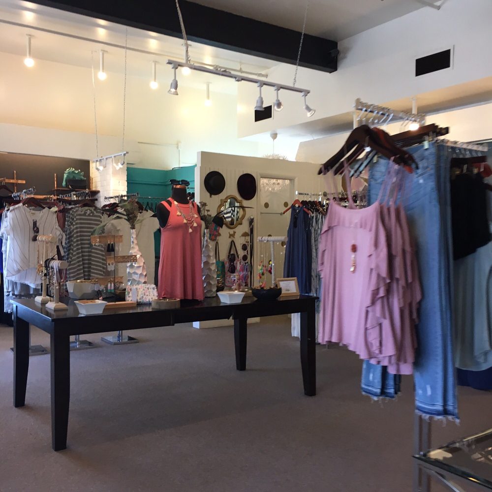 Boutique clothing side of the store just as you walk in