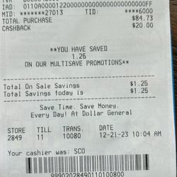 Dollar General - See $20 never got it.