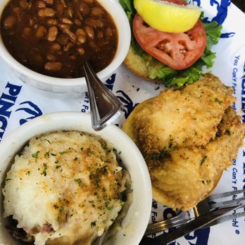 Pinchers - GULF GROUPER SANDWICH with mashed and beans - Seafood Near Me - Cape Coral, Florida Pinchers - GULF GROUPER SANDWICH with mashed and beans - Seafood Near Me - Cape Coral, Florida