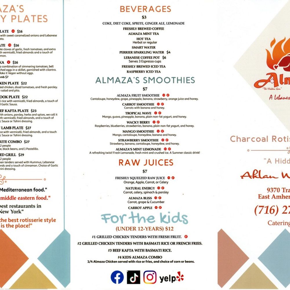 Almaza Grill - Menu 01 - Almaza Grill - Mediterranean Near Me - East Amherst, New York