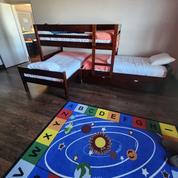 Laughlin River Lodge - Kids room. Right one has another pull out underneath. Makes it 4 twin bed! Super cute concept!! Top bunk max weight is 150lbs FYI - Resorts Near Me - Laughlin, Nevada