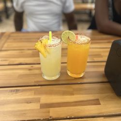 Mahi Mahi Mexican Food - Pineapple Margarita. Mango was even better (orange color).