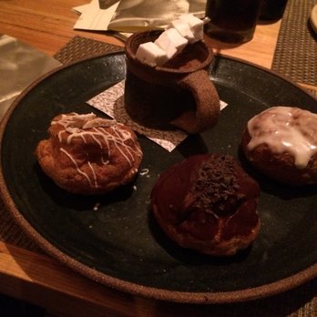 Husk - Cream puffs: ginger cream, custard cream with chocolate frosting; orange blossom cream with vanilla frosting. And PERFECT hot cocoa! - American Near Me - Charleston, South Carolina Husk - Cream puffs: ginger cream, custard cream with chocolate frosting; orange blossom cream with vanilla frosting. And PERFECT hot cocoa! - American Near Me - Charleston, South Carolina