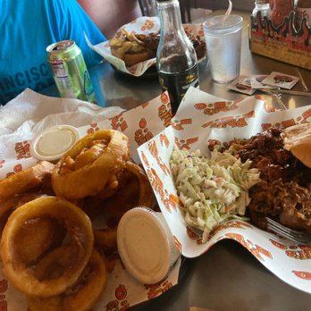 Phil's BBQ - Colossal Onion Rings (Large), BBQ Broham (Pulled Pork) - Barbeque Near Me - San Diego, California Phil's BBQ - Colossal Onion Rings (Large), BBQ Broham (Pulled Pork) - Barbeque Near Me - San Diego, California
