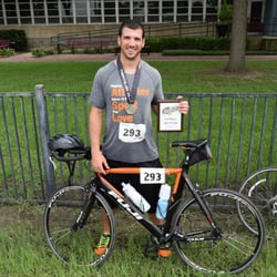The Athlete Stop - Jason Rice taking first place in his age group for a Tri at Peckham Park on Father's Day!