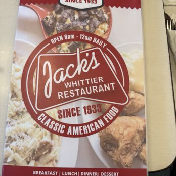 Jack's Whittier Restaurant - Menu Cover -2026 - Breakfast & Brunch Near Me - Whittier, California