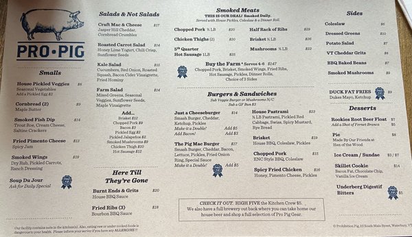 Menu photo 3 Prohibition Pig Waterbury, VT