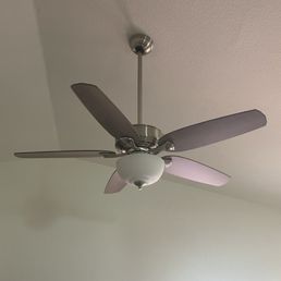 New fan in family room. New fan in family room.