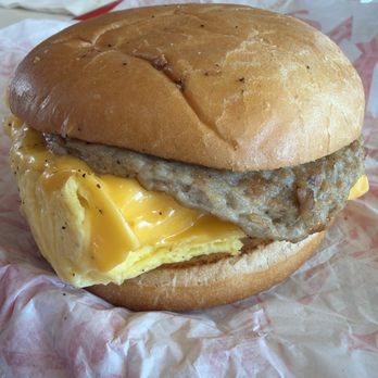P. Terry's Burger Stand - Sausage Egg Burger with Cheese - Fast Food Near Me - Austin, Texas P. Terry's Burger Stand - Sausage Egg Burger with Cheese - Fast Food Near Me - Austin, Texas