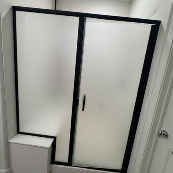 Martinez Shower Doors - Framed shower door in MBL with 1/4 inch Satin glass - Glass & Mirrors Near Me Martinez Shower Doors - Framed shower door in MBL with 1/4 inch Satin glass - Glass & Mirrors Near Me