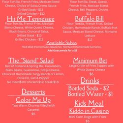 Blackjack Burrito - Menu