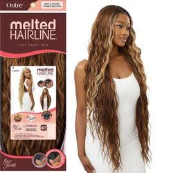 Hair Depot - Outre Lorenza Melted Hairline Lace Front Wig featuring a 40-inch length, light yaki texture, and natural-looking HD lace. Pre-plucked hairli