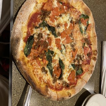 Amici's East Coast Pizzeria - Medium Margherita with Beyond Meat sausage. - Pizza Near Me - San Mateo, California Amici's East Coast Pizzeria - Medium Margherita with Beyond Meat sausage. - Pizza Near Me - San Mateo, California