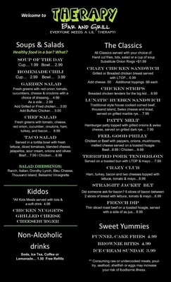 Menu photo 2 Therapy Bar and Grill Omaha, NE Menu photo 2 Therapy Bar and Grill Omaha, NE