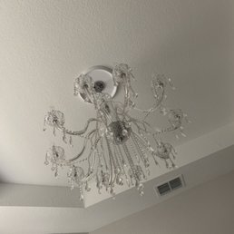 The chandelier removed from the old apartment and hung up at the new place. The chandelier removed from the old apartment and hung up at the new place.