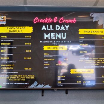 Crackle and Crumb - I love this menu!! - Vietnamese Near Me - Reno, Nevada Crackle and Crumb - I love this menu!! - Vietnamese Near Me - Reno, Nevada