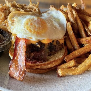Spears Bourbon Burgers Beer - The Hangover Burger - New American Near Me - Wheeling, Illinois