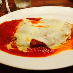 Mazzola's West Italian Restaurant - Chicken Parm drenched in sauce! (Not good)