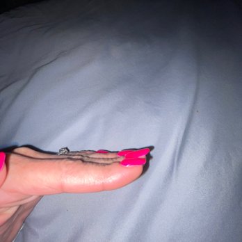 Elegant Nails - 1 day after a CND full set. Where the middle finger had a tip put on a tip. All Thick & Uneven base to tip, and Pointing UP @ tip. - Nail Salons Near Me - Woodstock, Georgia