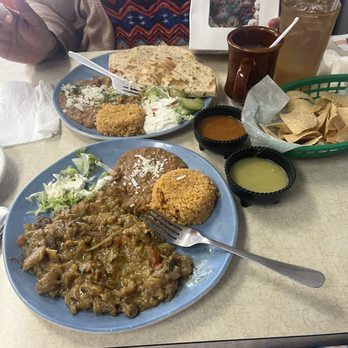 Taqueria Zavala - One plate is the Chicharrones plate with a salad, beans and rice and the other plate has Chicharrones quesadillas, salad, beans and rice. - Mexican Near Me - Red Oak, Texas Taqueria Zavala - One plate is the Chicharrones plate with a salad, beans and rice and the other plate has Chicharrones quesadillas, salad, beans and rice. - Mexican Near Me - Red Oak, Texas