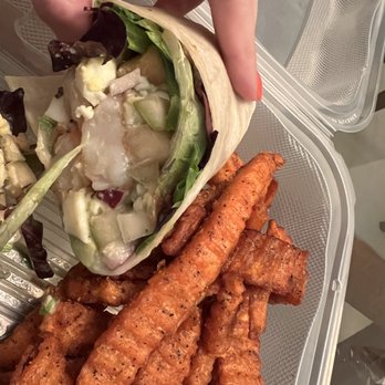 Perfect Pear Bistro - Pear Cobb wrap with shrimp and sweet potato fries - New American Near Me - Tempe, Arizona