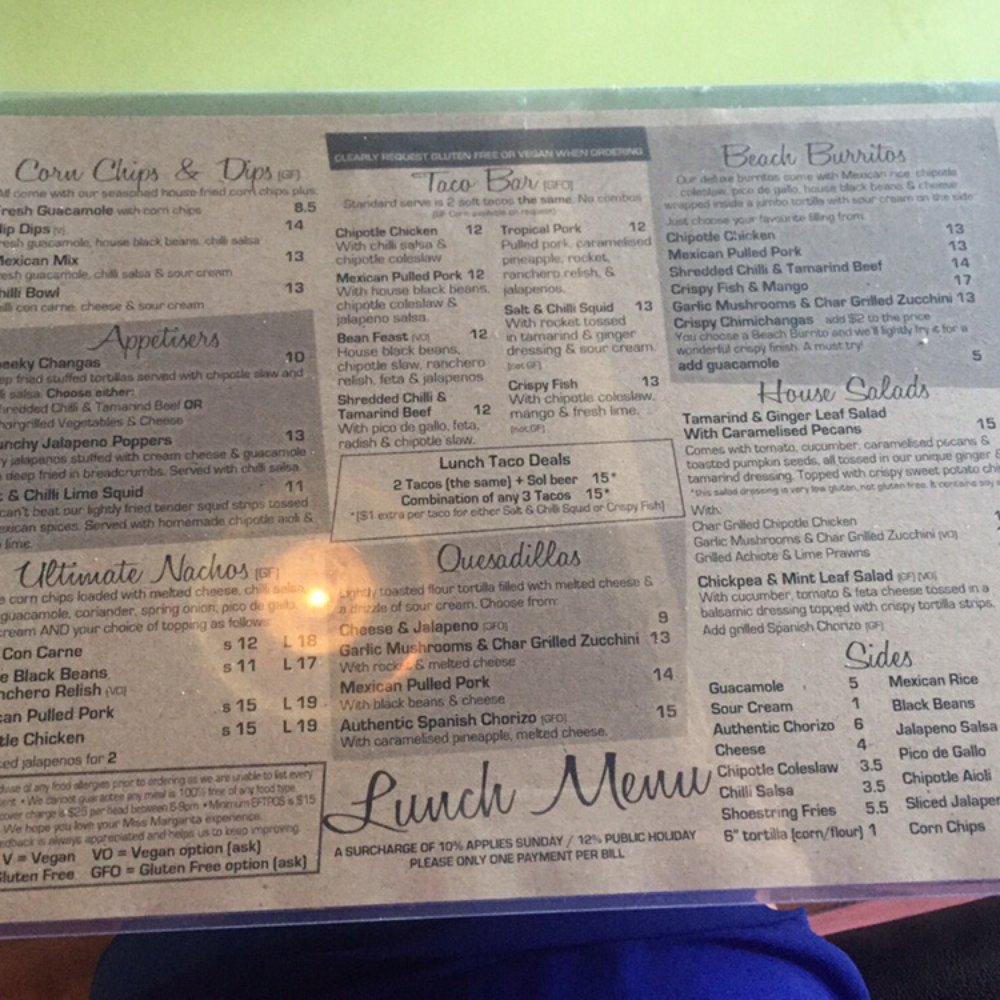 Miss Margarita - Lunch Menu - Mexican Near Me - Byron Bay, NSW