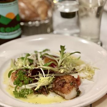 Chez Panisse - Seared scallops w local greens - New American Near Me - Berkeley, California